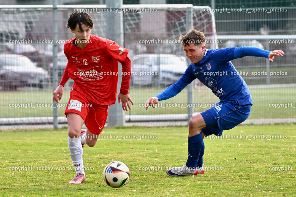 KAC 1909 vs. Union Matrei | #16 Max Martin Dirkes KAC 1909, #28 Michael Berger Union Matrei, KAC 1909 vs. Union Matrei, KAC 1909 vs. Union Matrei am 21.03.2026 in Klagenfurt (Sportplatz KAC), Austria, (Photo by Bernd Stefan)