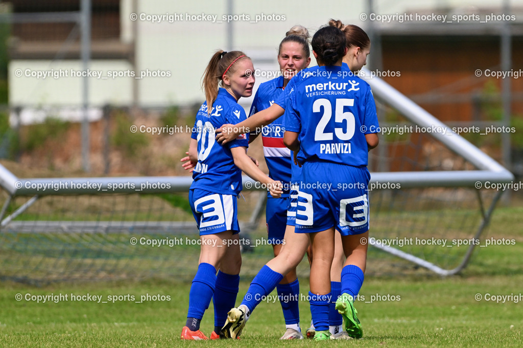 Carinthians Hornets vs. GAK 1902 Frauen | Jubel GAK, #20 Lena Thalmann GAK, #25 Viola Parvizi GAK, #7 Vanessa Kraker GAK, Carinthians Hornets vs. GAK 1902 Frauen, Carinthians Hornets vs. GAK 1902 Frauen am 01.09.2024 in Sachsenburg (Sportplatz Sachsenburg), Austria, (Photo by Bernd Stefan)