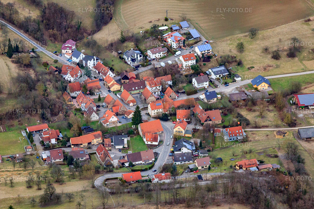 Luftbild: Ortsansicht von Südwesten im Ortsteil Maisbach in Nußloch im Bundesland Baden-Württemberg in Deutschland. – Foto: IMG_24779.jpg vom 27.02.2010 durch Werner Riehm/FLY-FOTO.de – Auflösung des Originals: 4571 x 3047 px