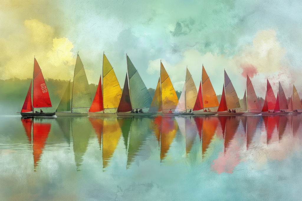 2407017 - Segelregatta | Illustration von Segelbooten auf einem See. Für Preise, Größen- und Materialauswahl klicken Sie bitte auf "Bestellen.