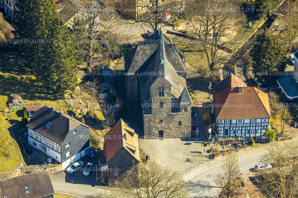 Wetter250303660 | Luftbild, Evangelische Kirche und Gaststätte Leimkasten Fachwerkhaus Wengern, Wetter, Ruhrgebiet, Nordrhein-Westfalen, Deutschland