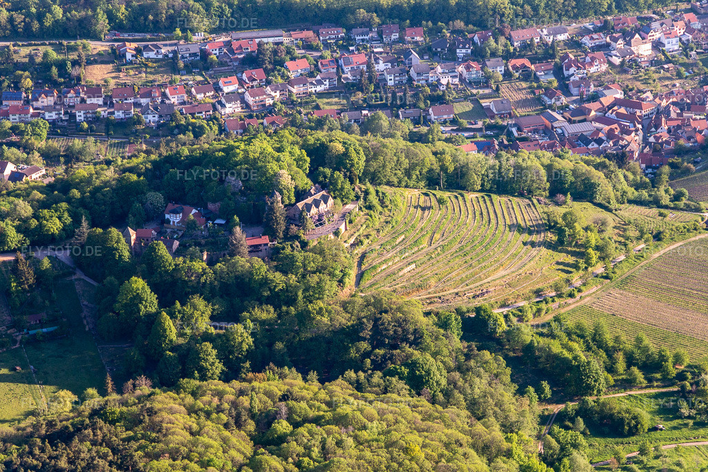 Luftbild: Schloß Kropsburg in Sankt Martin im Bundesland Rheinland-Pfalz in Deutschland. Foto: IMG_120590.jpg vom 26.04.2020 durch Werner Riehm/FLY-FOTO.de