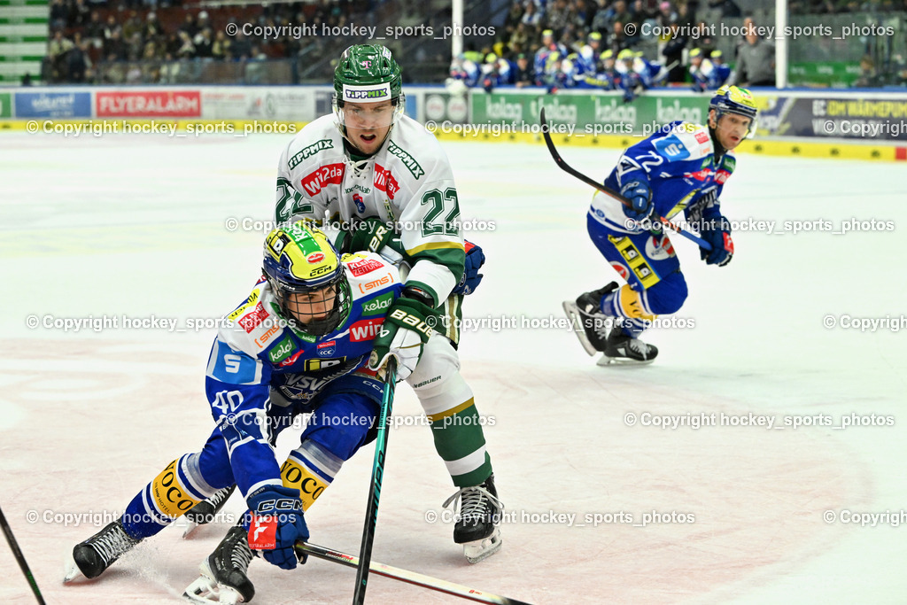 EC IDM WÄRMEPUMPEN VSV vs. FTC-TELEKOM JÉGKORONG | #46 Paul Sintschnig EC VSV, #22 Milan Horvath FTC-Telekom, EC IDM WÄRMEPUMPEN VSV vs. FTC-TELEKOM JÉGKORONG, EC IDM WÄRMEPUMPEN VSV vs. FTC-TELEKOM JÉGKORONG am 19.10.2025 in Villach (Stadthalle Villach), Austria, (Photo by Bernd Stefan)