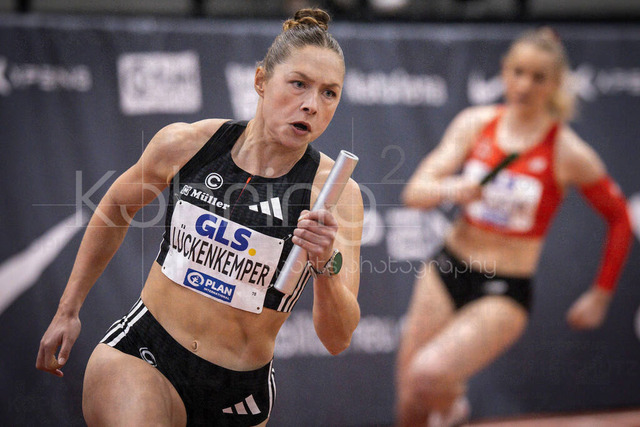 Deutsche Leichtathletik-Hallenmeisterschaften; Dortmund, 01.03.2026 | Gina Lückenkemper (SCC Berlin) läuft die 4x200m-Staffel; Deutsche Leichtathletik-Hallenmeisterschaften am 01.03.2026 in der Helmut-Körnig-Halle in Dortmund. 