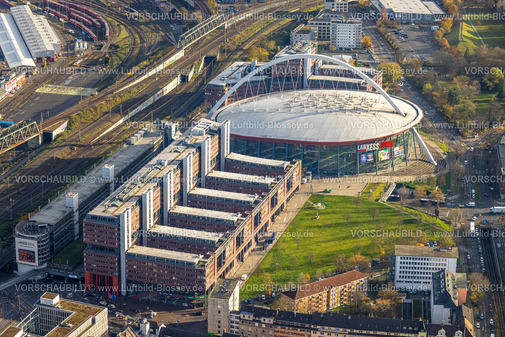 Koeln231104665 | Luftbild, Lanxess Arena Veranstaltungsort und Events, Deutz, Köln, Rheinland, Nordrhein-Westfalen, Deutschland