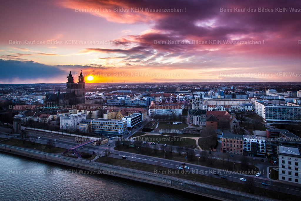 Sonnenuntergang Dom Magdeburg Februar-8451 | Magdeburg Luftbild Abendlicht Schleinufer - Realisiert mit Pictrs.com