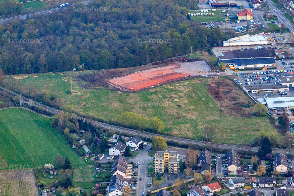 Luftbild: Baustelle EDEKA Neubau in der Lauterburger Straße in Kandel im Bundesland Rheinland-Pfalz in Deutschland. Foto: IMG_63593.jpg vom 28.03.2014 durch Werner Riehm/FLY-FOTO.de