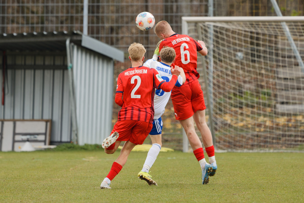 20260412-FCHS04_094 | 1.FC Heidenheim 1846 vs. FC Schalke 04, Fußball, U19, A-Junioren, NWL, U19-DFB-Nachwusliga, 2025/2026, 8. Spieltag, 12.04.2026 in Heidenheim, Walter-Birkhold-Jugendstadion (Foto: Michael Bulling) - Realisiert mit Pictrs.com