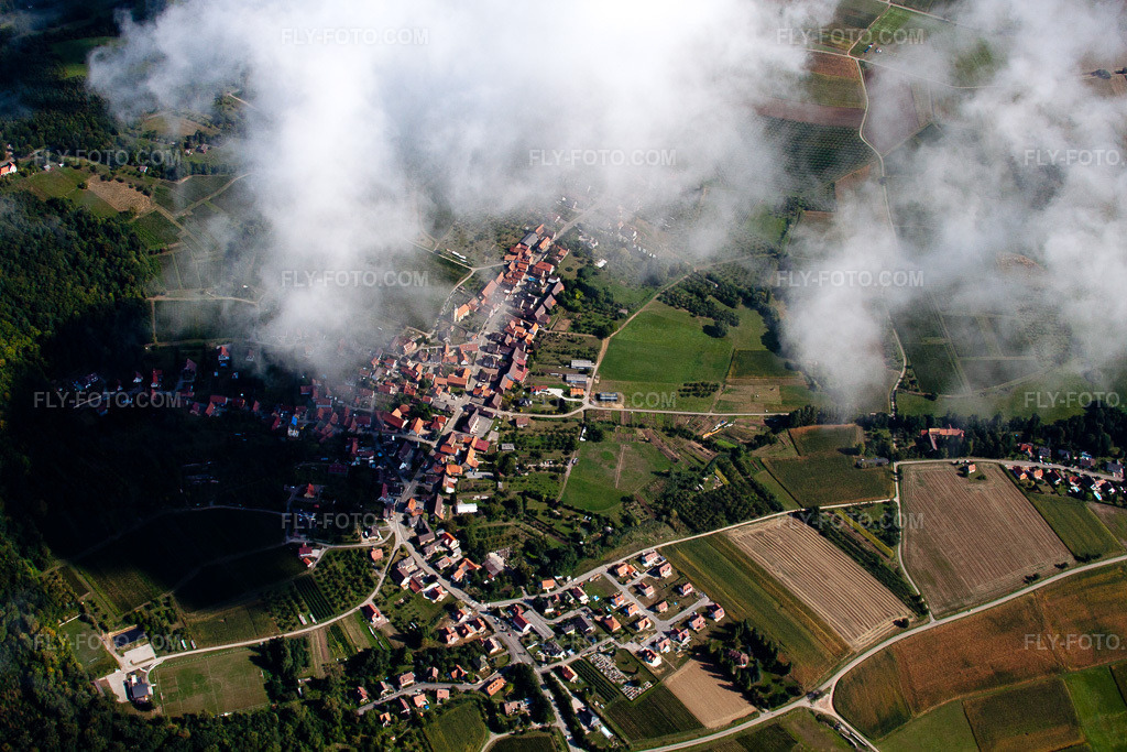 Aerial view: View of the town in Rott in the state Bas-Rhin, France.Photo: IMG_21025.jpg taken on 09/06/2009 by Werner Riehm/FLY-FOTO.comResolution of the original: 4752 x 3168 px