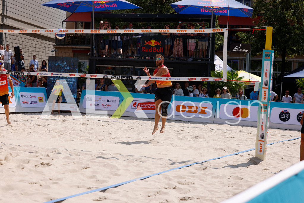 Obi BeachTour 2026 - Basel | BASEL, SWITZERLAND - JULY 19: [PLAYER NAME] during the Obi BeachTour 2026 match between HAGENBUCH / HAUSSENER (SUI) and LEITNER / KINDL (AUT) at Barfüsserplatz on July 19, 2026 in Basel, Switzerland. - Realisiert mit Pictrs.com
