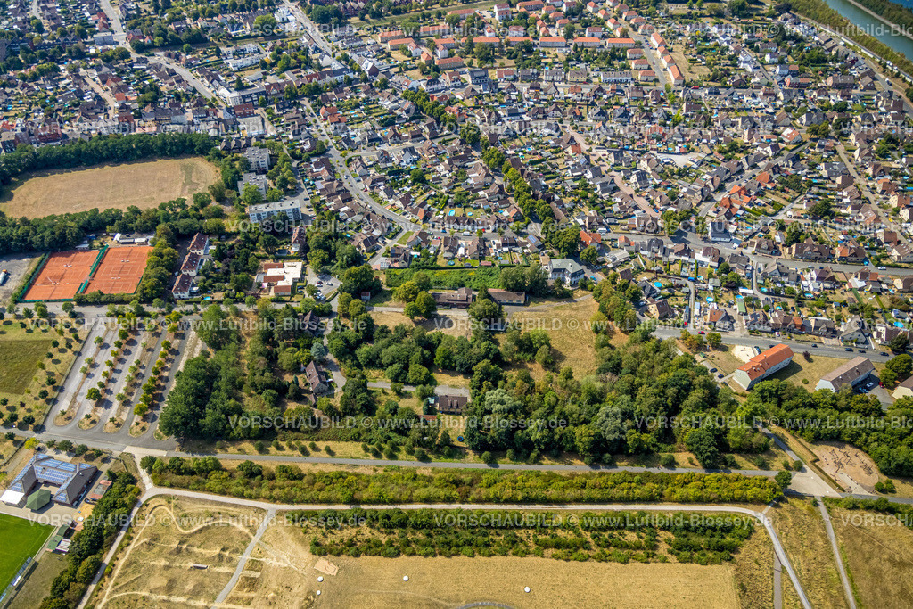 Hamm220809431HerringenPelkum | Luftbild, Sportplatz Glückauf-Stadion und Tennisplätze Tennisclub Herringen 1956, Park Am Wiesenteich, Herringen, Hamm, Ruhrgebiet, Nordrhein-Westfalen, Deutschland