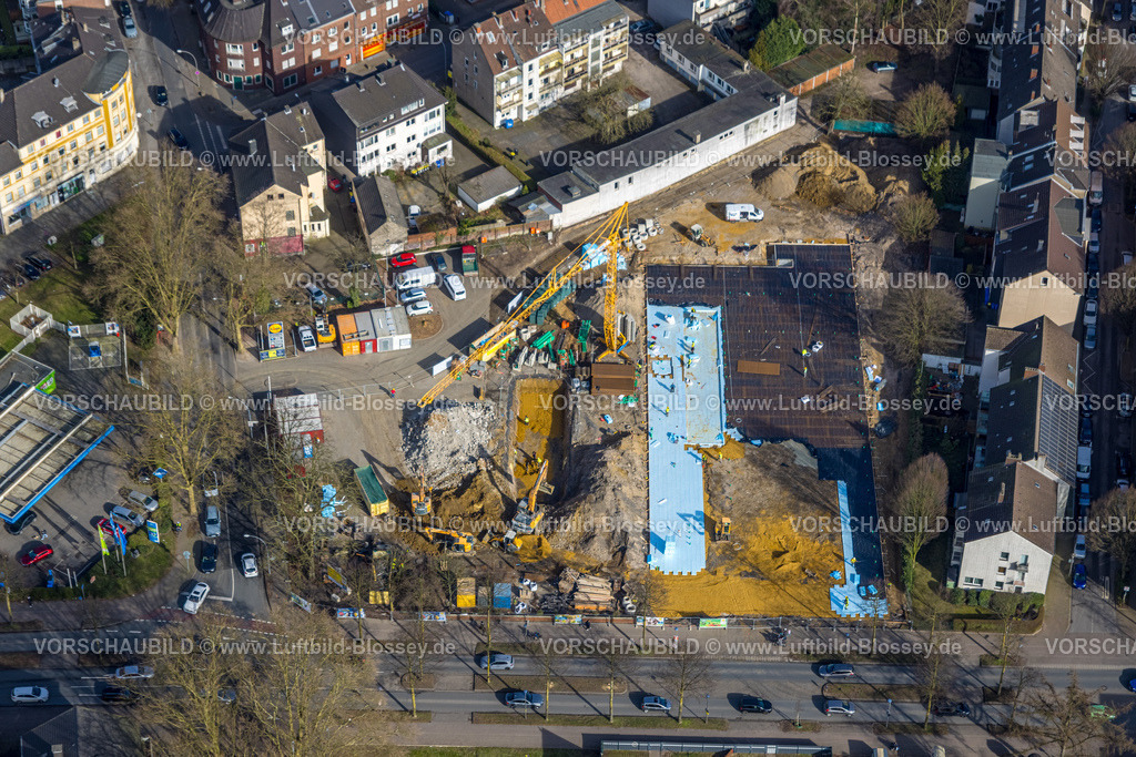 Gladbeck250201799 | Luftbild, Baustelle mit Lidl Supermarkt Neubau an der Sandstraße, Gladbeck, Ruhrgebiet, Nordrhein-Westfalen, Deutschland