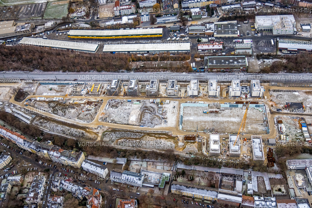 Dortmund221201571 | Luftbild, Baustelle Kronprinzenviertel für Neubau von Wohnungen, Am Wasserturm Südbahnhof, Kaiserbrunnen, Dortmund, Ruhrgebiet, Nordrhein-Westfalen, Deutschland
