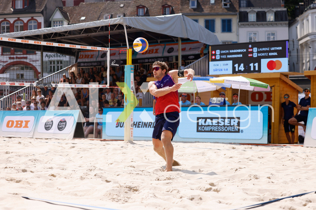 Obi BeachTour 2026 - Basel | BASEL, SWITZERLAND - JULY 19: YVES HAUSSENER (SUI) during the Obi BeachTour 2026 match between HAGENBUCH / HAUSSENER (SUI) and LEITNER / KINDL (AUT) at Barfüsserplatz on July 19, 2026 in Basel, Switzerland. - Realisiert mit Pictrs.com