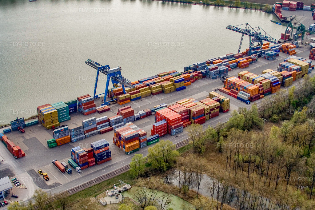 Luftbild: Industriegebiet Oberwald: Rheinhafen COINTARGO in Wörth am Rhein im Bundesland Rheinland-Pfalz in Deutschland. Foto: IMG_10219.jpg vom 08.04.2008 durch Werner Riehm/FLY-FOTO.de