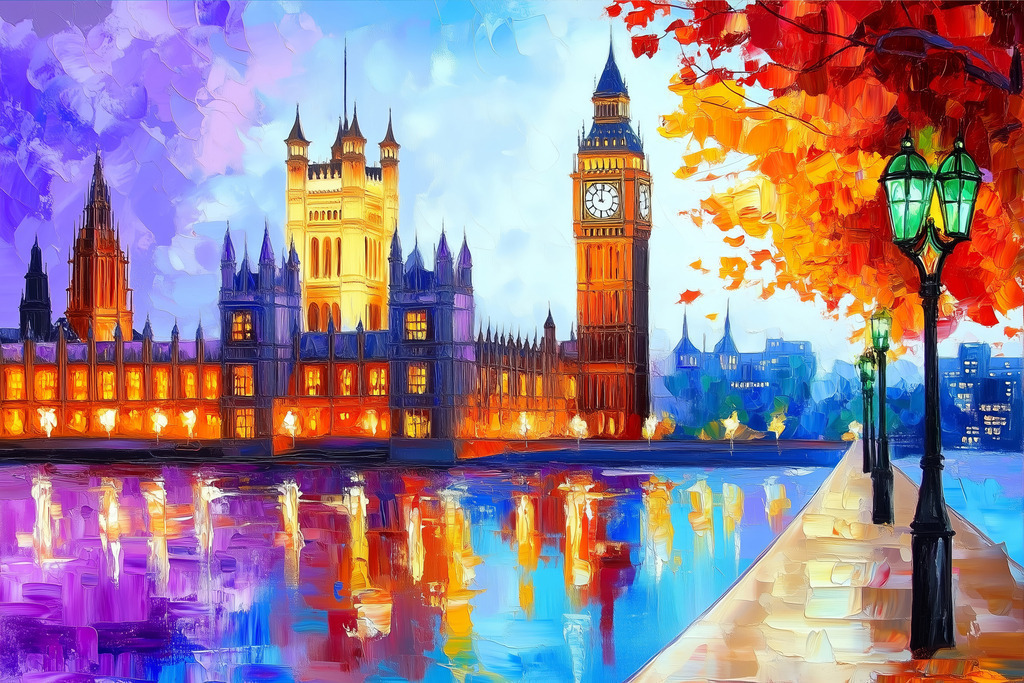 2501007 - London | Bestellen Sie dieses London Motiv im Stil eines impressionistischen Ölgemäldes als hochwertiges Wandbild z.B. auf Leinwand oder hinter Acrylglas.