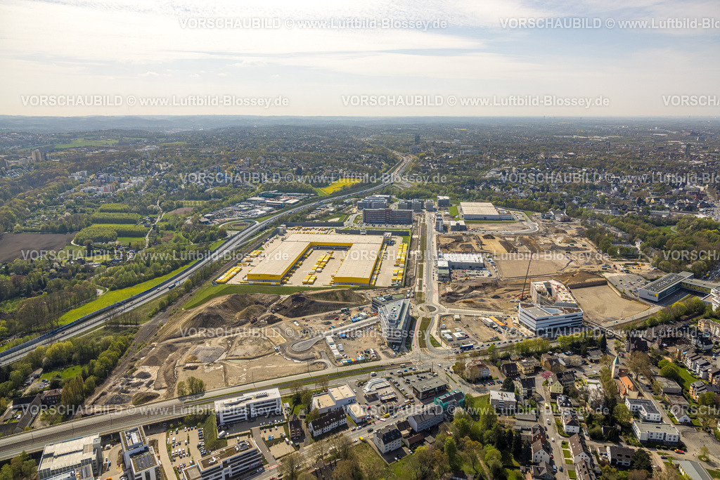 Bochum230403894 | Luftbild, Großbaustelle Mark 51/7, Neubau Wissenschafts- und Technologiequartier, Innocampus, DHL Logistik, Forschungszentrum ZESS der Ruhr-Universität Bochum, Laer, Bochum, Ruhrgebiet, Nordrhein-Westfalen, Deutschland