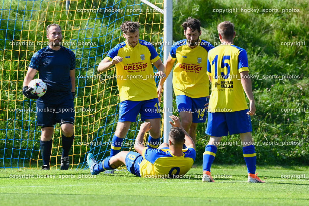 SV Afritz vs. ASKÖ Bodensdorf 20.8.2023 | #29 Philipp Kamnig, Jubel SV Afritz Mannschaft, #15 Niklas Stinnig, #12 Sandro Pascal Moser, #14 Fabian Orter, #9 Fabian Hannes Raab