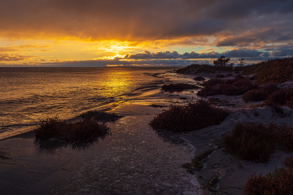 Ostseeküste im Sonnenuntergang auf der Insel Mön in Dänemark | Ostseeküste im Sonnenuntergang auf der Insel Mön in Dänemark.