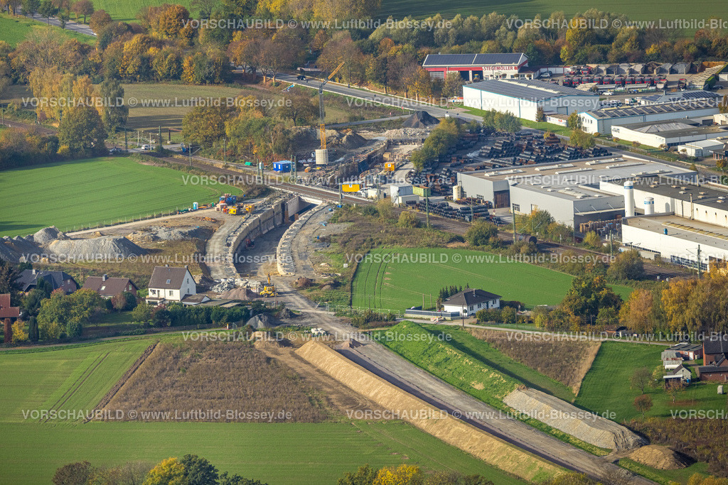 Kamen221012667 | Luftbild, Südkamener Spange, Baustelle mit Neubau,  Anschluss an Dortmunder Straße und Westicker Straße, Gewerbegebiet Westicker Straße, Kamen, Ruhrgebiet, Nordrhein-Westfalen, Deutschland