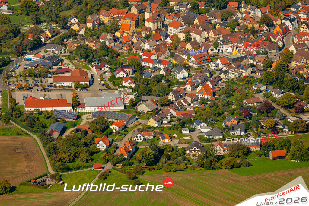 Luftaufnahme der Stadt Gerabronn - Die Luftaufnahme wurde 2025 vom UL-Flugzeug heraus erstellt ( keine Drohne ) - Hochauflösende Luftaufnahme - für professionelle Ausdrucke geeignet. Die Geschenkidee !Mit Lizenz und Bildrechte bestellbar