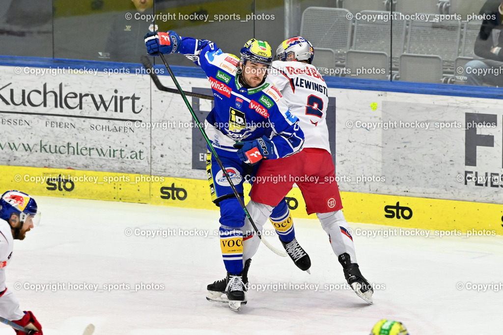 EC IDM Wärmepumpen VSV vs. EC Red Bull VSV | #8 Maximilian Rebernig EC VSV, #2 Tyler James Lewington EC Red Bull Salzburg, EC IDM Wärmepumpen VSV vs. EC Red Bull VSV, EC IDM Wärmepumpen VSV vs. EC Red Bull Salzburg am 16.01.2026 in Villach (Stadthalle Villach), Austria, (Photo by Bernd Stefan)