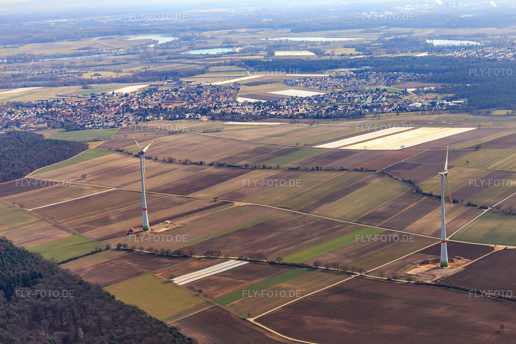 Luftbild: Hatzenbühler Windpark in Betrieb in Hatzenbühl im Bundesland Rheinland-Pfalz in Deutschland. Foto: IMG_097170.jpg vom 25.02.2017 durch Werner Riehm/FLY-FOTO.de