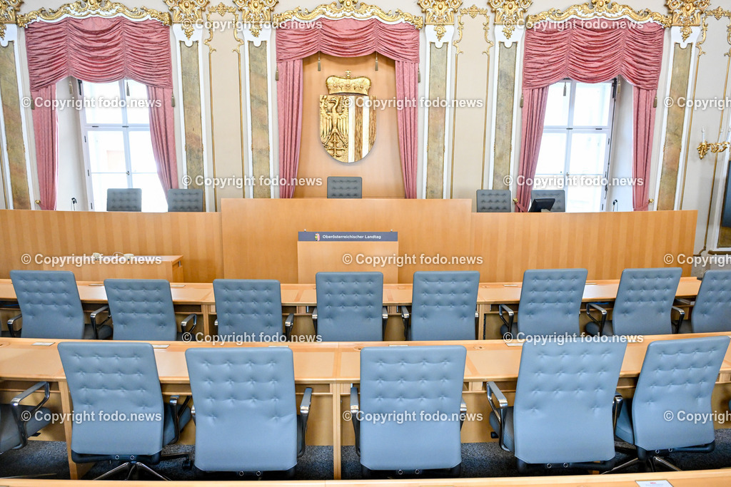 Landhaus Linz_ Landtagssitzungssaal_ 05.03.2024-9 | 05.03.2024, Landhaus Linz AUT, Promenade, Landtagssitzungssaal, im Bild Neue Bestuhlung