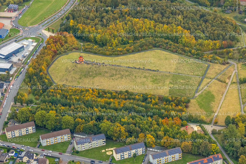 Hamm251000019Gersteinwerk | Luftbild, mit großem interesse verfolgten tausende Zuschauer die Sprengung des Gersteinwerk Schornsteins mit einer halben Stunde Verspätung. Der 282 Meter hohe RWE-Schornstein fiel exakt in das vorbereitete Schotterbeet. Stadtgrenze Werne, Hamm Nordrhein-Westfalen, Deutschland