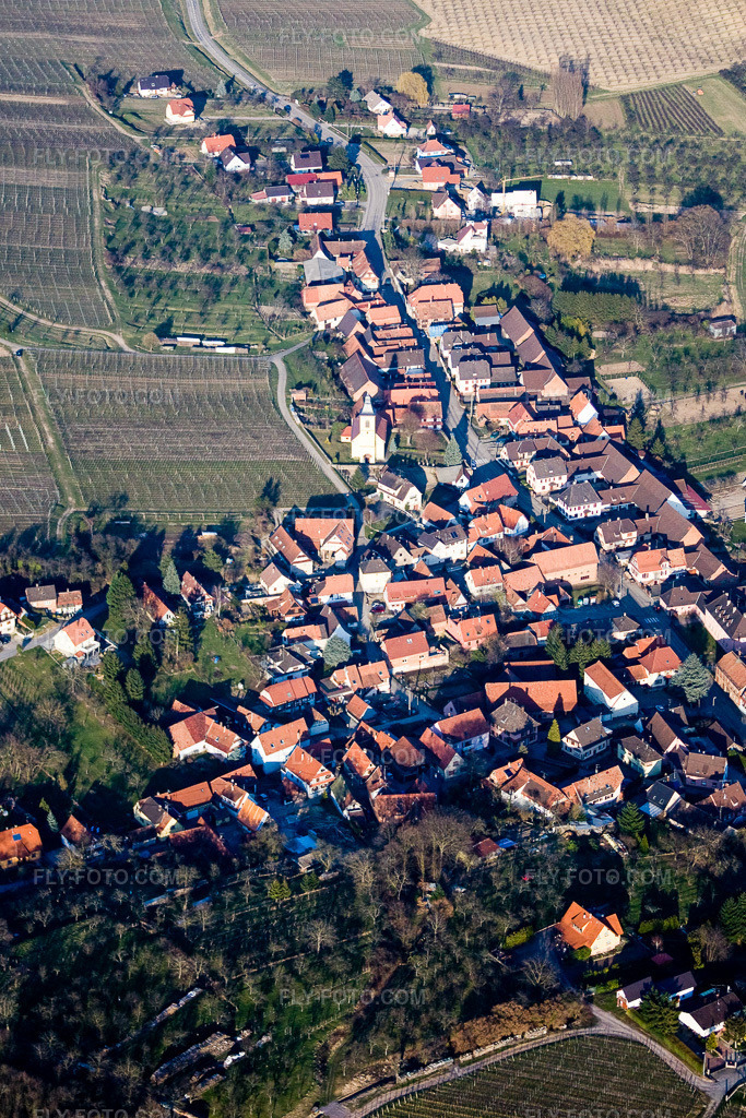 Aerial view: View of the town in Rott in the state Bas-Rhin, France.Photo: IMG_17487.jpg taken on 03/21/2009 by Werner Riehm/FLY-FOTO.comResolution of the original: 2668 x 4001 px