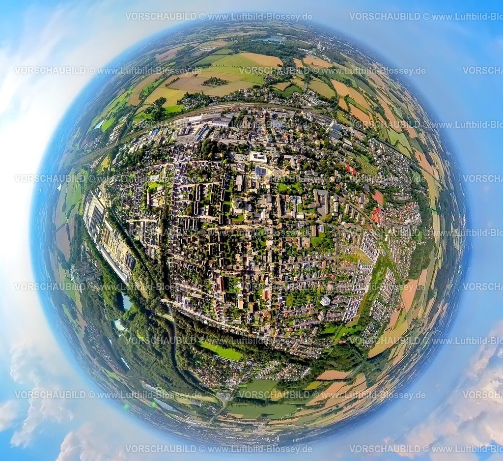 Beckum2308910333 Neubeckum-topaz | Luftbild, Ortsansicht Neubeckum und Bahnhof, Rathaus, Erdkugel, Fisheye Aufnahme, Fischaugen Aufnahme, 360 Grad Aufnahme, tiny world, Neubeckum, Beckum,  Münsterland, Nordrhein-Westfalen, Deutschland