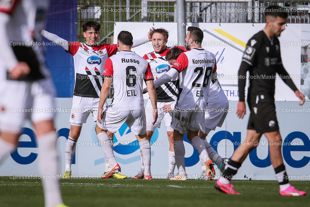 Koe3Liga24022401049 | 24.02.2024, Köln, Fußball, bwin 3. Liga Herren, Sportpark Höhenberg, 27. Spieltag, Saison 2023 2024, FC Viktoria Köln – SV Sandhausen: Torjubel nach dem 2:1 durch Luca Marseiler (Viktoria Köln). 
DFB regulations prohibit any use of photographs as image sequences and or quasi-video.