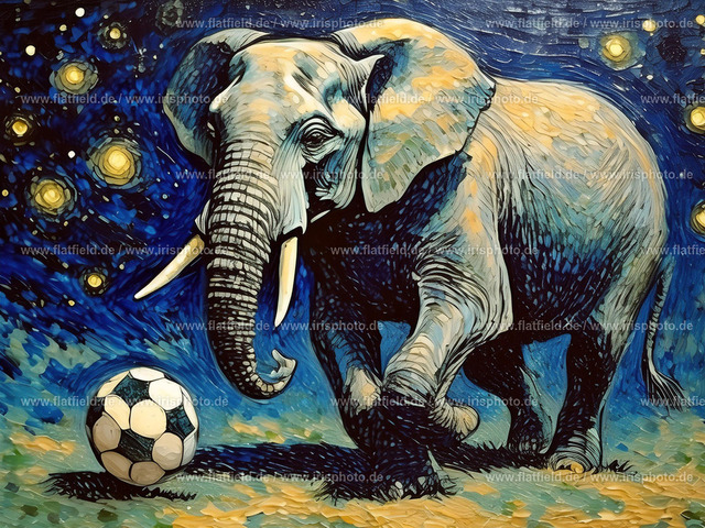 Elefant spielt Fußball 1 | Digital Art | Digitale Kunst