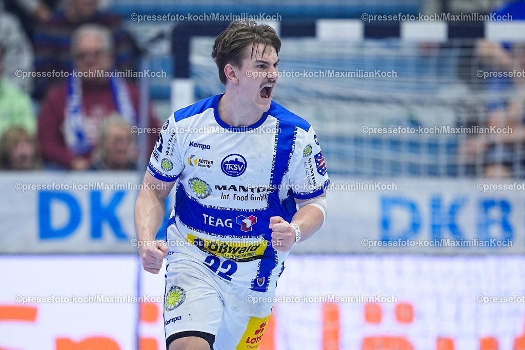 xYDRx19022601009 | 19.02.2026, xydrx, Handball, 1.HBL, VfL Gummersbach - ThSV Eisenach, Schwalbe-Arena: VFelix Aellen (ThSV Eisenach #22) jubelnd   Photo: xYannisxDreimannxPressefotoKochx