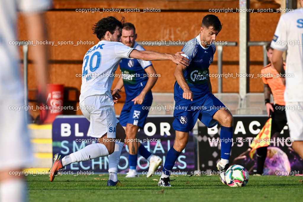 SAK vs. SV Dellach Gail | #20 Marko Huc SAK, #10 Nando Lupar SAK, SAK vs. SV Dellach Gail, SAK vs. SV Dellach Gail am 14.08.2025 in Klagenfurt (Sportpark Welzenegg), Austria, (Photo by Bernd Stefan)