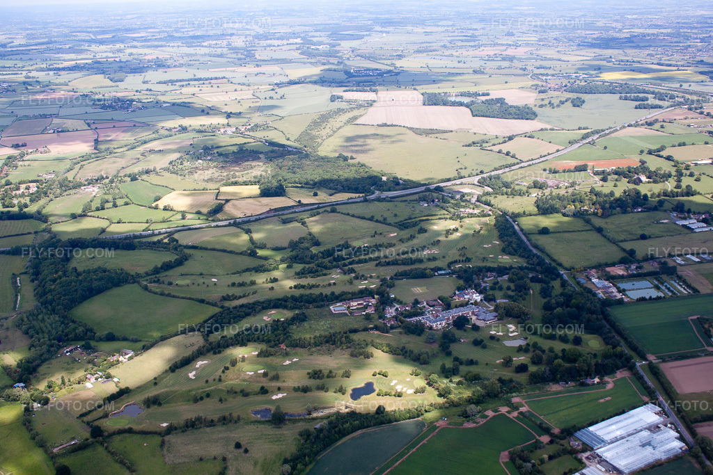 Aerial view: Golf course at Hilton Puckrup Hall in Bushley in the state England, Great Britain. – Photo: IMG_40802(39775).jpg taken on 06/11/2011 by Werner Riehm/FLY-FOTO.com – Resolution of the original: 4752 x 3168 px