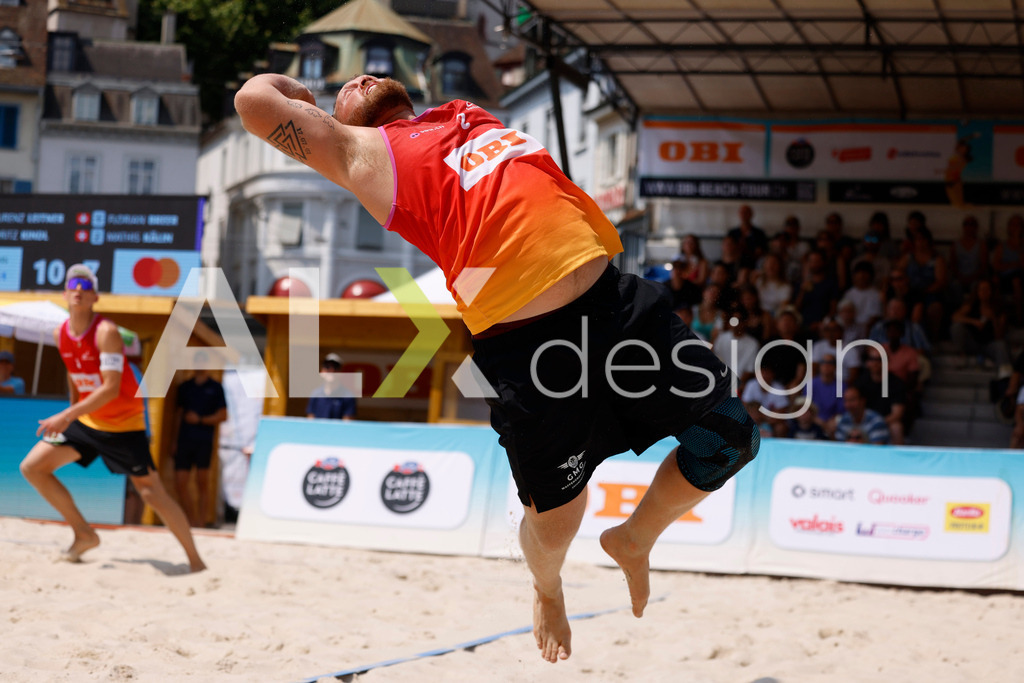 Obi BeachTour 2026 - Basel | BASEL, SWITZERLAND - JULY 19: MORITZ KINDL (AUT) during the Obi BeachTour 2026 match between LEITNER / KINDL (AUT) and BREER / KÄLIN (SUI) at Barfüsserplatz on July 19, 2026 in Basel, Switzerland. - Realisiert mit Pictrs.com