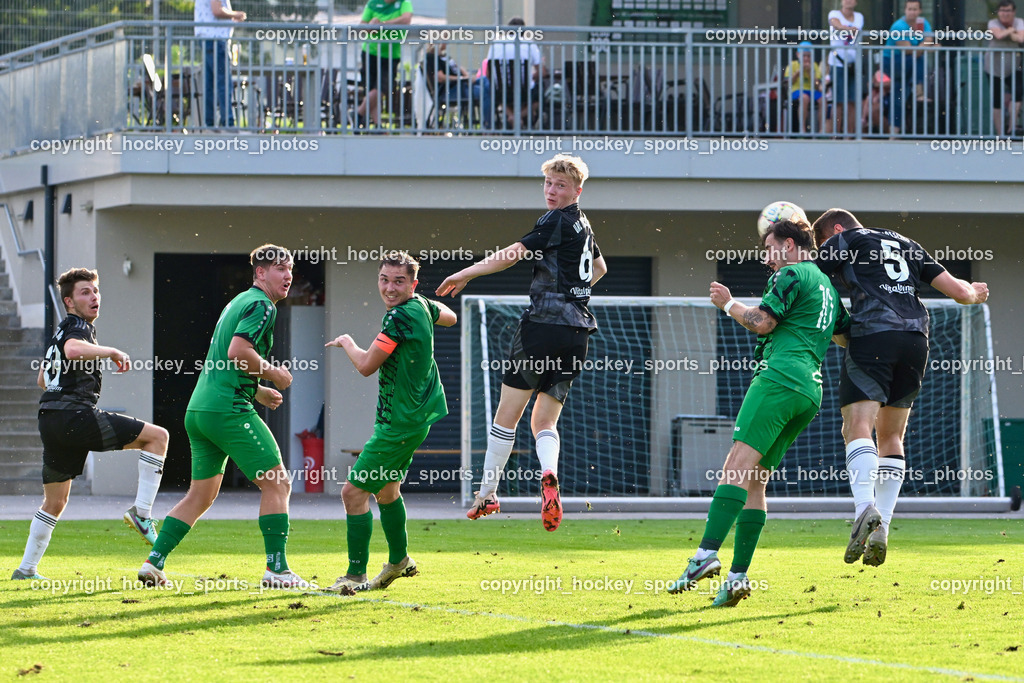 SC Landskron vs. Thal Assling  | #27 Dominik Klaus Kofler Thal Assling, #21 Fabio Gödel SC Landskron, #8 Philipp Gatti SC Landskron, #6 Rene Lukasser-Weitlaner Thal Assling, #10 Nemanja Lukic SC Landskron, #5 Tobias Markus Trojer Thal Assling, SC Landskron vs. Thal Assling , SC Landskron vs. Thal Assling  am 09.08.2024 in Villach (Sportanlage Landskron), Austria, (Photo by Bernd Stefan)