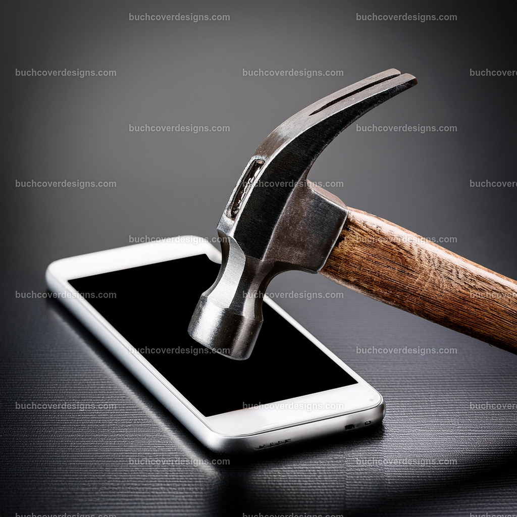 Hammer mit Mobiltelefon | Entdecken Sie kreative Buch Cover Designs für Self-Publishing-Autoren und Verlage! Unsere maßgeschneiderten Designs ziehen Leser an und bringen Ihre Geschichten visuell zum Leben. Lassen Sie uns Ihr perfektes Cover gestalten!