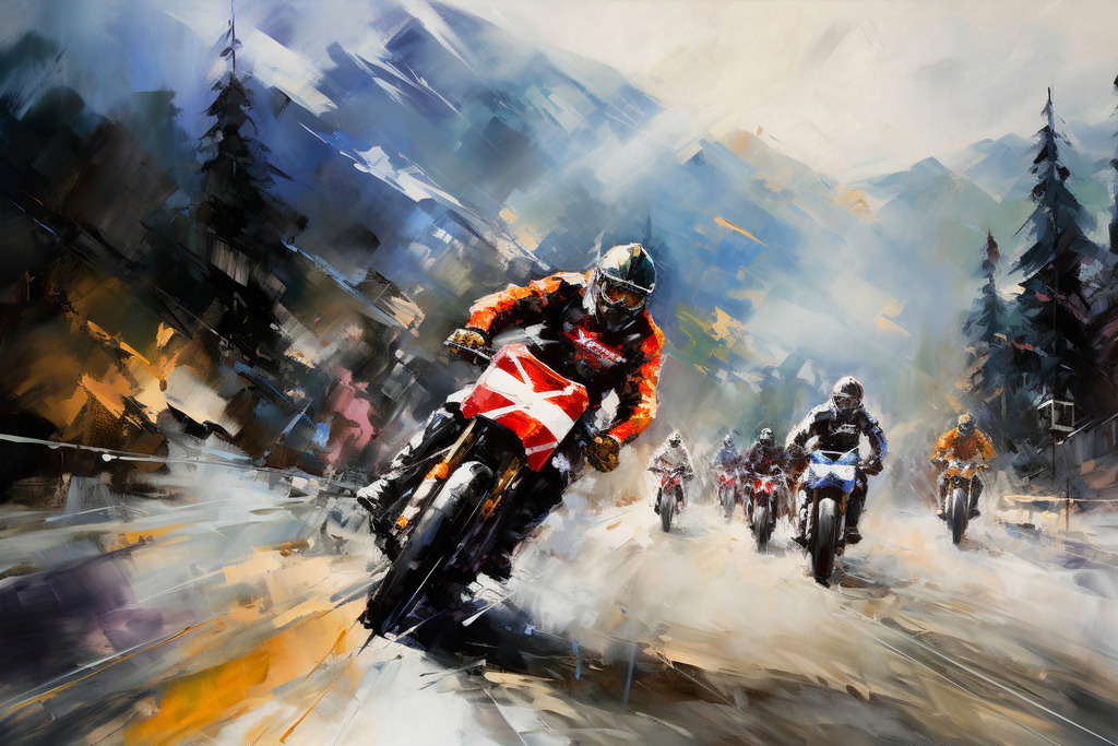2307092 - Motorradrennen in den Bergen | Ein Bild eines Motorradrennens voller Dynamik und Geschwindigkeit.