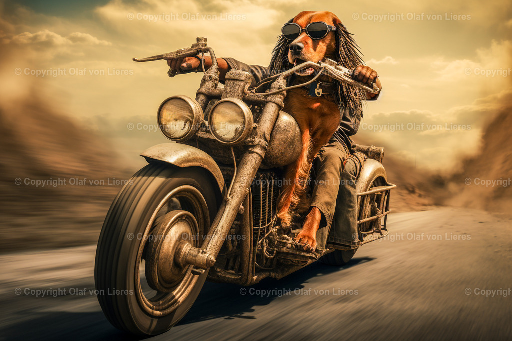 Chopperfahrer | Hund auf Motorrad