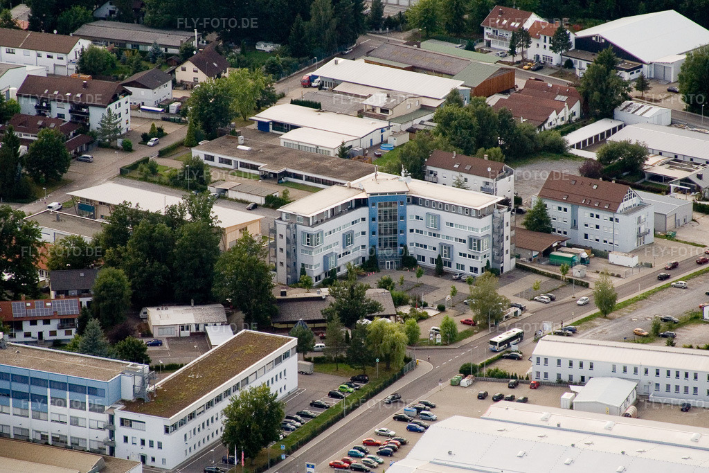 Luftbild: Ittersbach, Industriegebiet im Ortsteil Im Stockmädle in Karlsbad im Bundesland Baden-Württemberg in Deutschland. Foto: IMG_12512.jpg vom 05.08.2008 durch Werner Riehm/FLY-FOTO.de