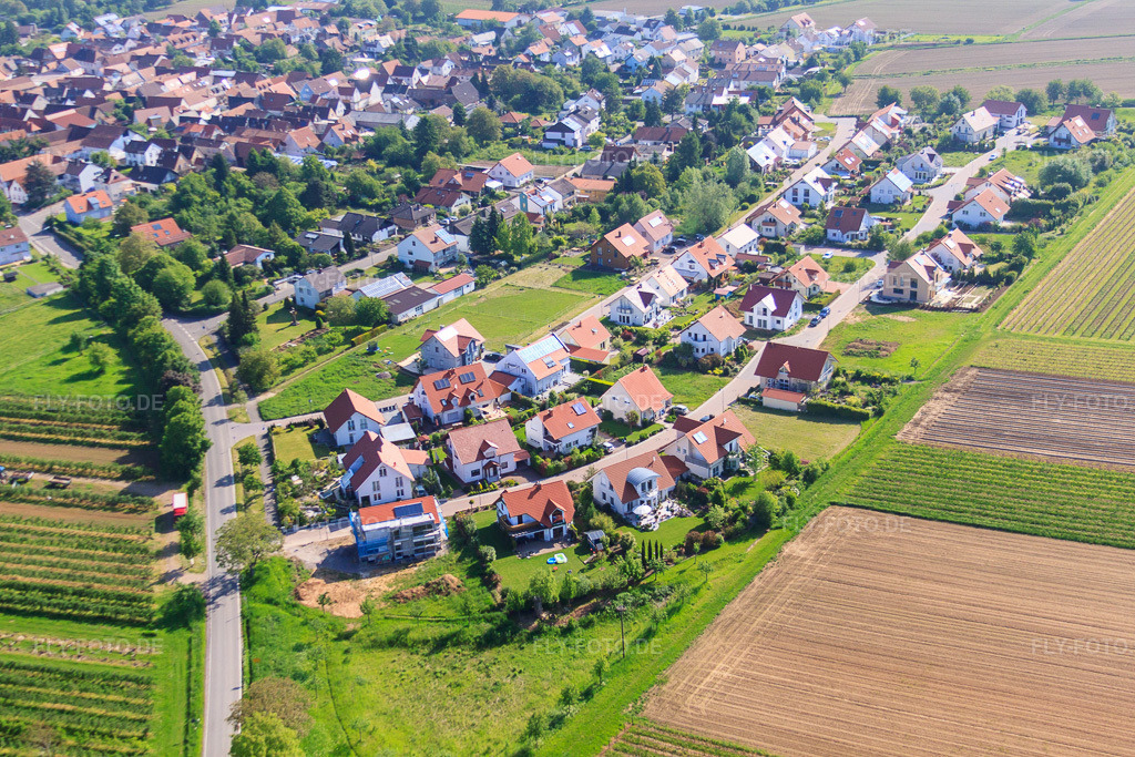 Luftbild: Neubaugebiet Im Erbsenfeld im Ortsteil Mörzheim in Landau im Bundesland Rheinland-Pfalz in Deutschland. Foto: IMG_27199.jpg vom 23.05.2010 durch Werner Riehm/FLY-FOTO.de