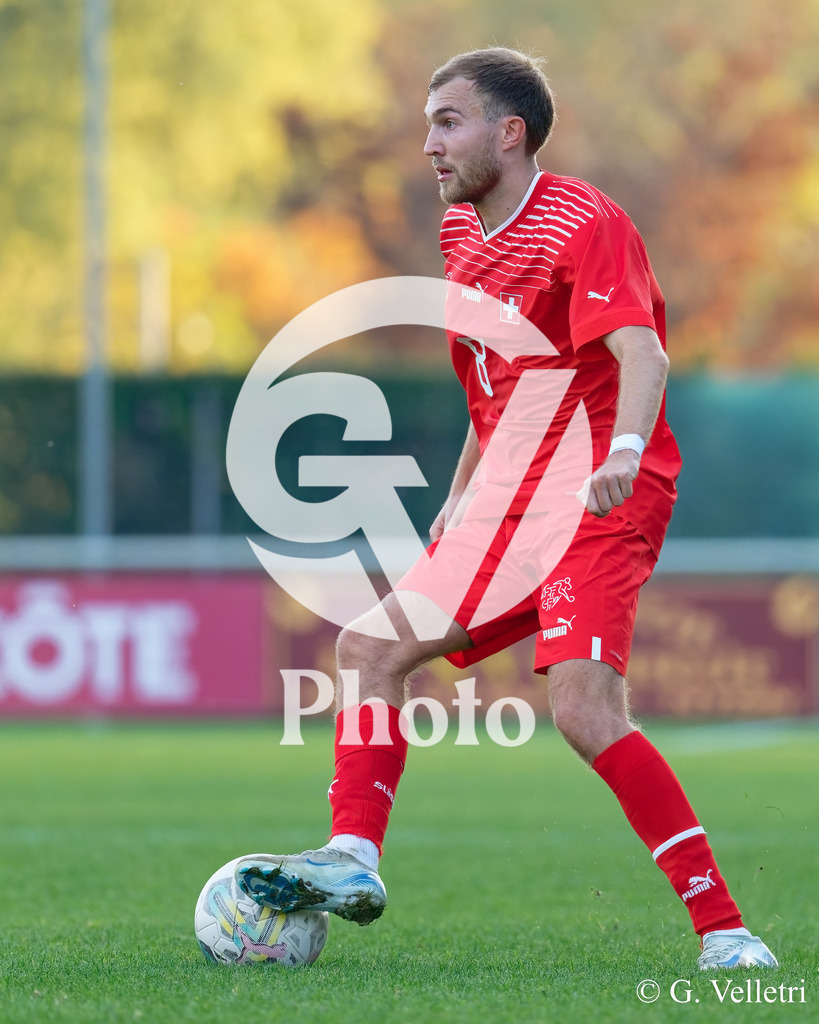 UEFA Region's Cup - Vaud v Munster | Johannes Schwab (8 Vaud) controls the ball (action) during the UEFA Region's Cup game between Vaud and Munster at Centre Sportif de Colovray in Nyon, Switzerland 