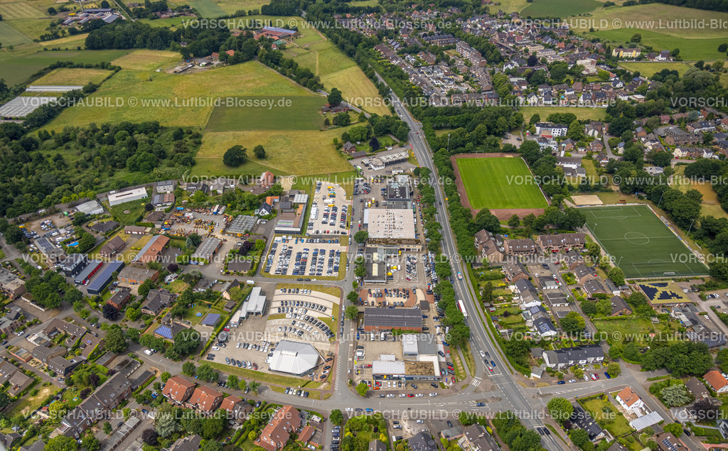 Dorsten220604719 | Luftbild, Gewerbegebiet Duvenkamp mit Autohäuser, Hardt, Dorsten, Ruhrgebiet, Nordrhein-Westfalen, Deutschland