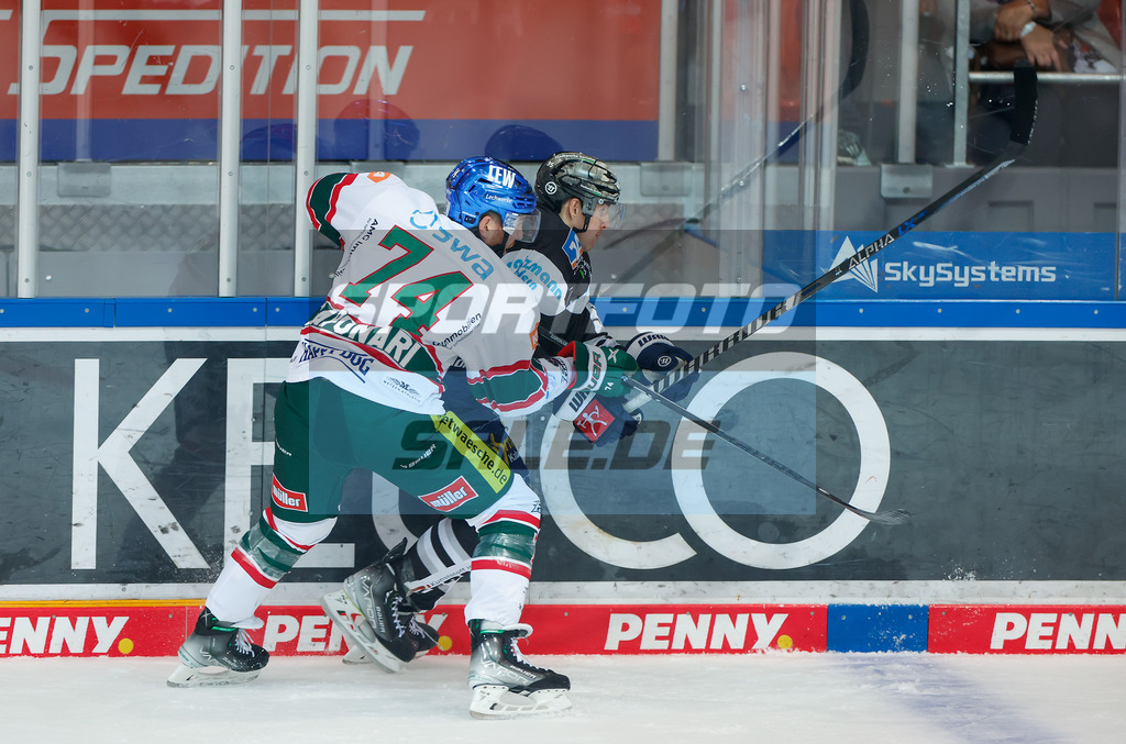 Iserlohn Roosters - Augsburger Panther | Vinny Saponari #74 (Augsburger Panther), Eugen Alanov #95 (Iserlohn Roosters)
DEL: Iserlohn Roosters - Augsburger Panther - Realisiert mit Pictrs.com