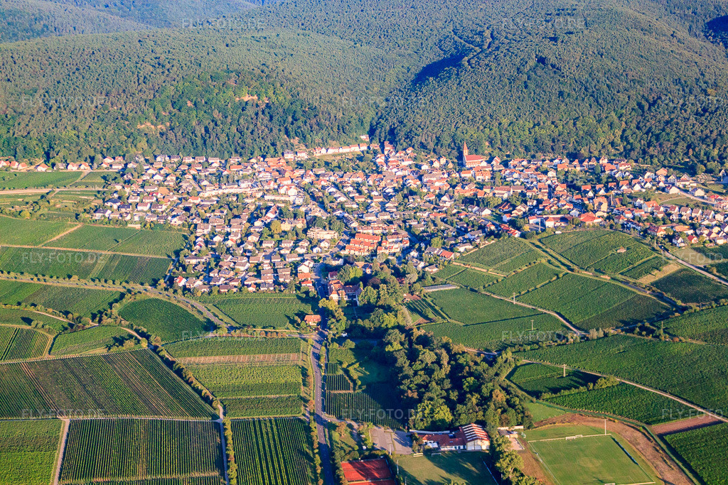 Luftbild: Ortsansicht von Osten im Ortsteil Königsbach in Neustadt im Bundesland Rheinland-Pfalz in Deutschland. Foto: IMG_44382.jpg vom 20.08.2011 durch Werner Riehm/FLY-FOTO.deAuflösung des Originals: 4752 x 3168 px