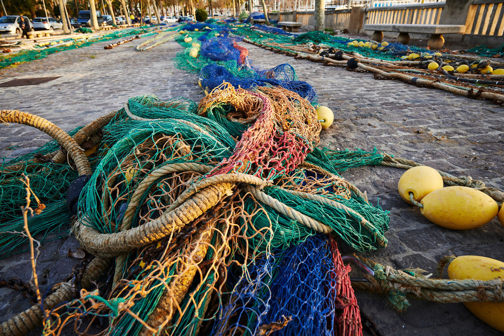 ausgelegte Fischernetze | Palma de Mallorca, Spanien - December 28, 2013: ausgelegte Fischernetze. - Realisiert mit Pictrs.com