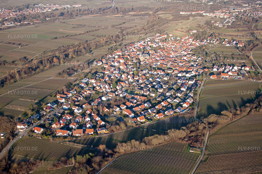 Luftbild: Arzheim von Südwesten im Ortsteil Arzheim in Landau im Bundesland Rheinland-Pfalz in Deutschland. Foto: IMG_62426.jpg vom 24.02.2014 durch Werner Riehm/FLY-FOTO.de