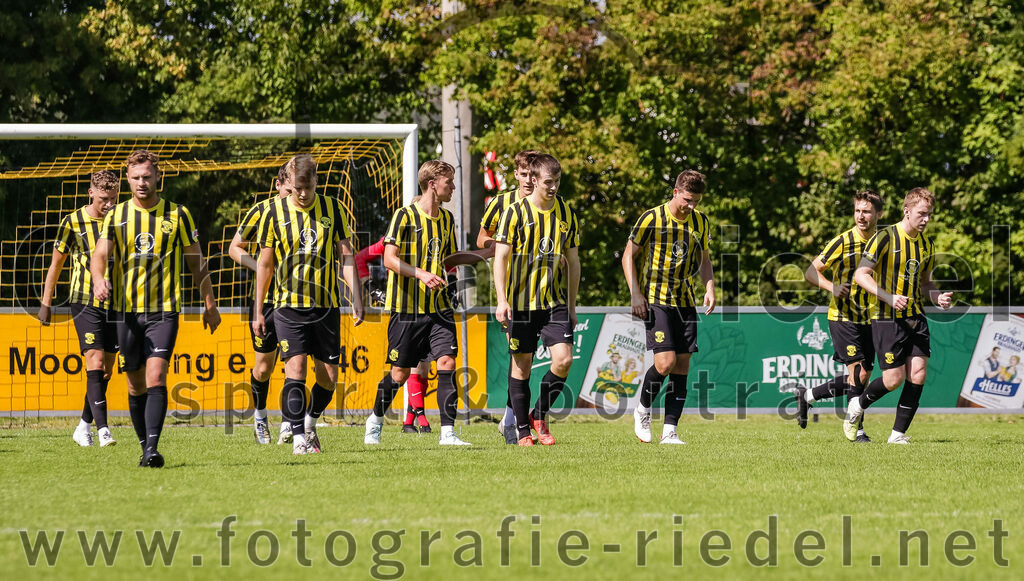 2023-08-19_020_FC_Moosinning_gegen_SV_Reichertsheim | Moosinning, Deutschland, 19.08.2023:
Fußball, Bezirksliga Oberbayern Ost 2023 / 2024, 5. Spieltag, FC Moosinning gegen SV Reichertsheim, Endergebnis: 0:4

Jubel nach dem 1:0 durch Maximilian Lechner (FC Moosinning, #11)

Foto: Christian Riedel / fotografie-riedel.net